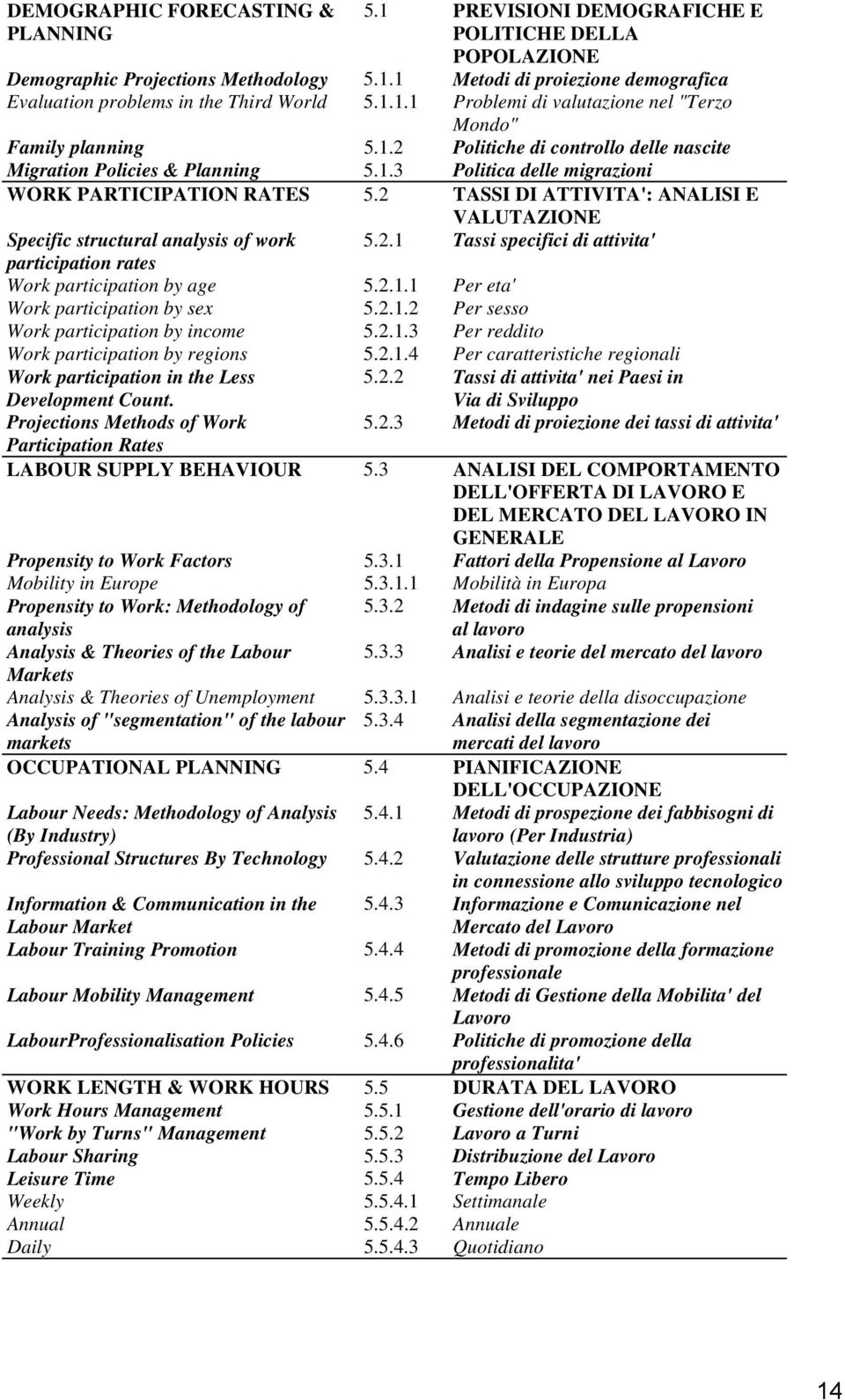 2 TASSI DI ATTIVITA': ANALISI E VALUTAZIONE Specific structural analysis of work 5.2.1 Tassi specifici di attivita' participation rates Work participation by age 5.2.1.1 Per eta' Work participation by sex 5.