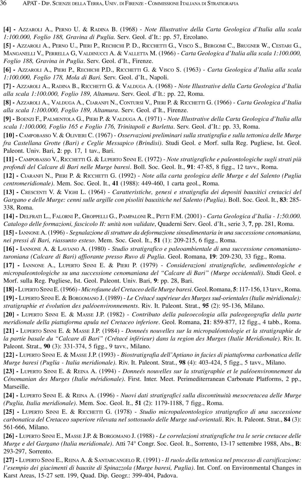 D., RICCHETTI G., VISCO S., BERGOMI C., BRUGNER W., CESTARI G., MANGANELLI V., PERRELLA G, VALDINUCCI A. & VALLETTA M. (1966) - Carta Geologica d Italia alla scala 1:100.