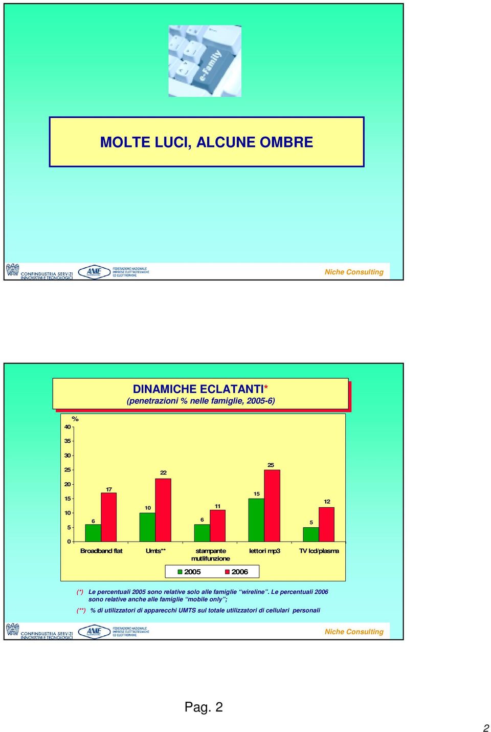 lcd/plasma (*) Le percentuali 25 sono relative solo alle famiglie wireline.