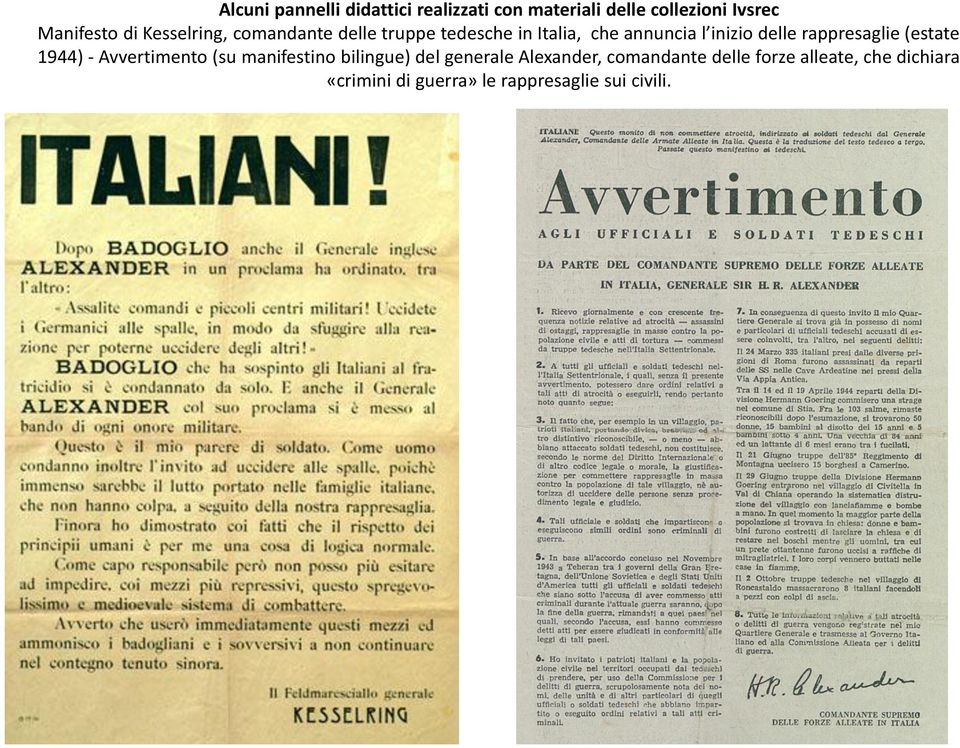 rappresaglie (estate 1944) - Avvertimento (su manifestino bilingue) del generale