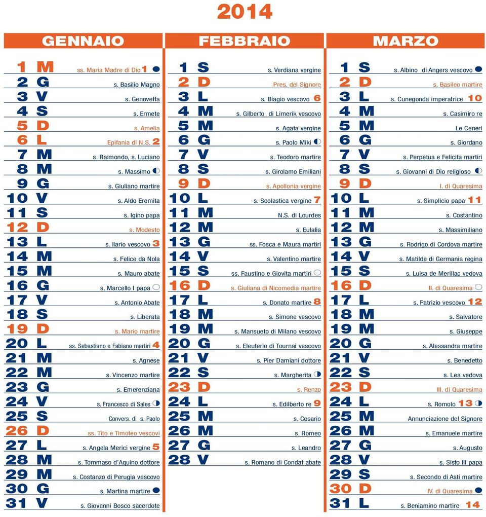 Liberata 19 D s. Mario martire 20 L ss. Sebastiano e Fabiano martiri 4 21 M s. Agnese 22 M s. Vincenzo martire 23 G s. Emerenziana 24 V s. Francesco di Sales T 25 S Convers. di s. Paolo 26 D ss.