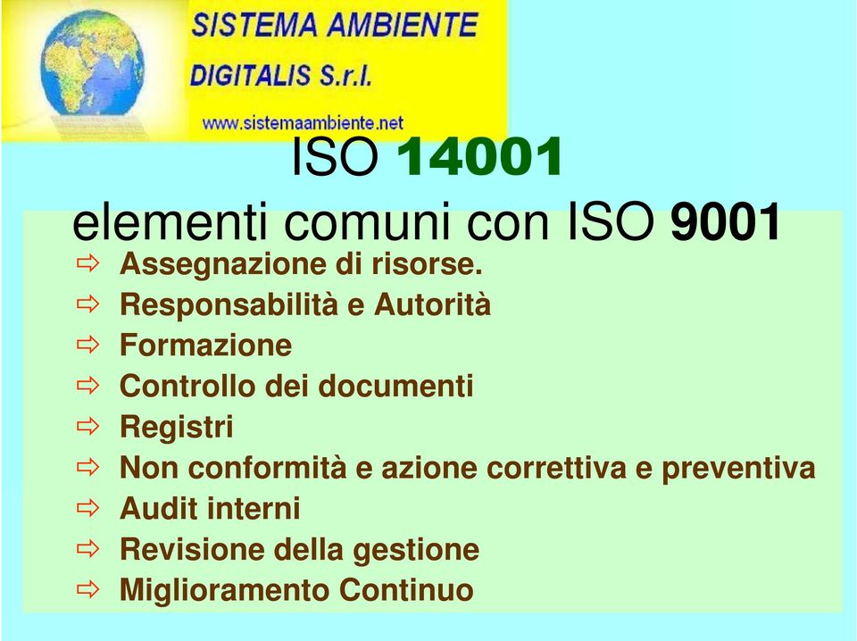 Responsabilità e Autorità Formazione Controllo dei documenti