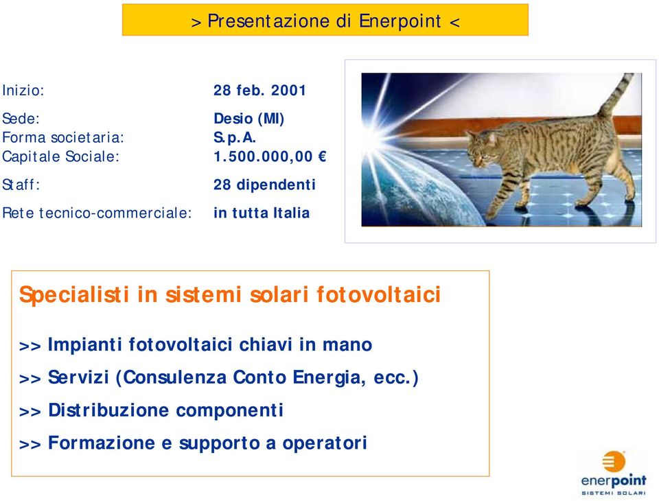 000,00 Staff: 28 dipendenti Rete tecnico-commerciale: in tutta Italia Specialisti in sistemi