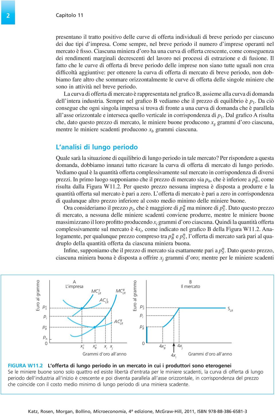 Ciascuna miniera d oro ha una curva di offerta crescente, come conseguenza dei rendimenti marginali decrescenti del lavoro nei processi di estrazione e di fusione.