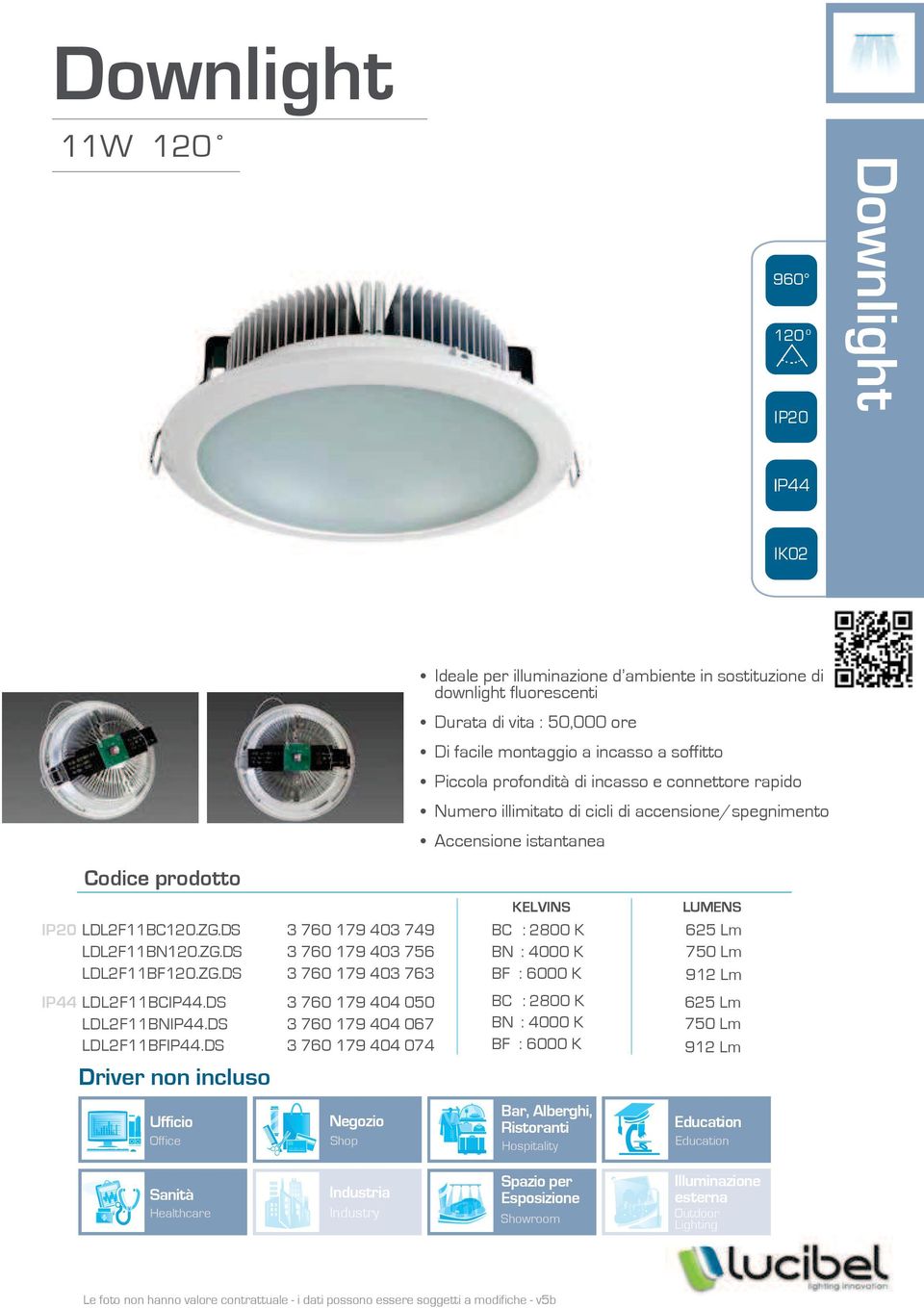 sostituzione di downlight fluorescenti Durata di vita : 5, ore Di facile montaggio a incasso a soffitto Piccola profondità di incasso e connettore rapido Numero illimitato di cicli di