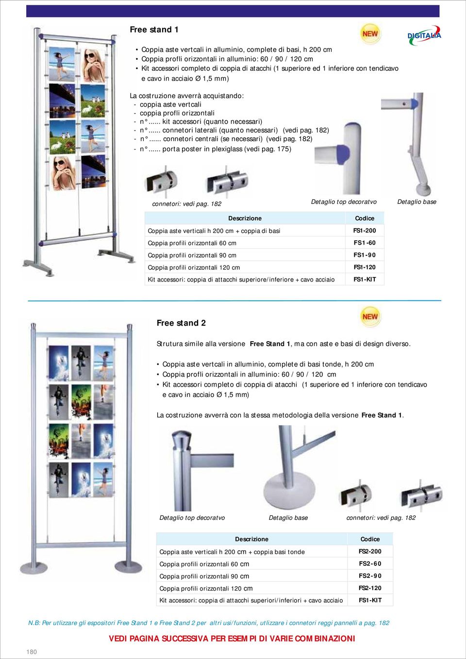 .. connetori laterali (quanto necessari) (vedi pag. 182) - n... connetori centrali (se necessari) (vedi pag. 182) - n... porta poster in plexiglass (vedi pag. 175) connetori: vedi pag.