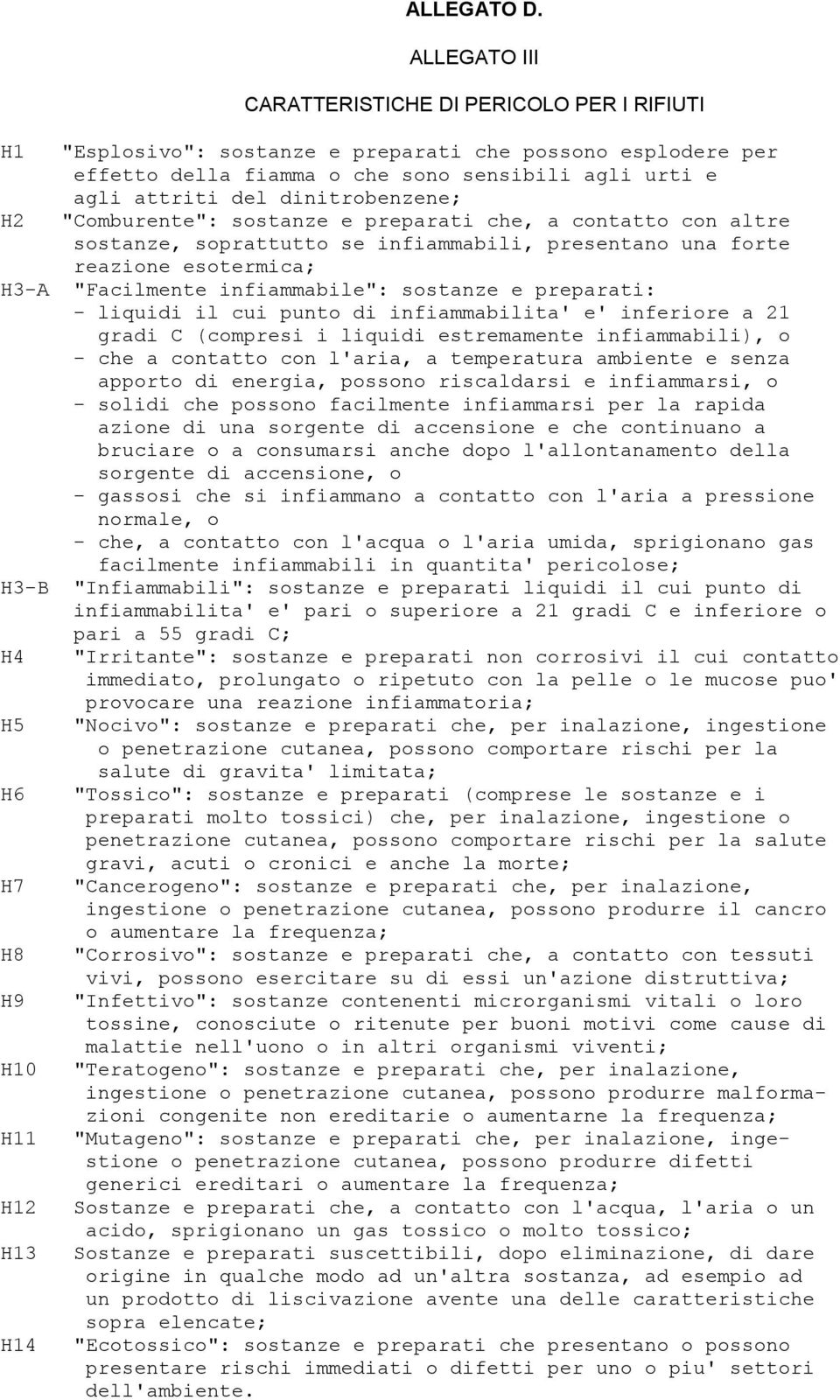 dinitrobenzene; "Comburente": sostanze e preparati che, a contatto con altre sostanze, soprattutto se infiammabili, presentano una forte reazione esotermica; H3-A "Facilmente infiammabile": sostanze