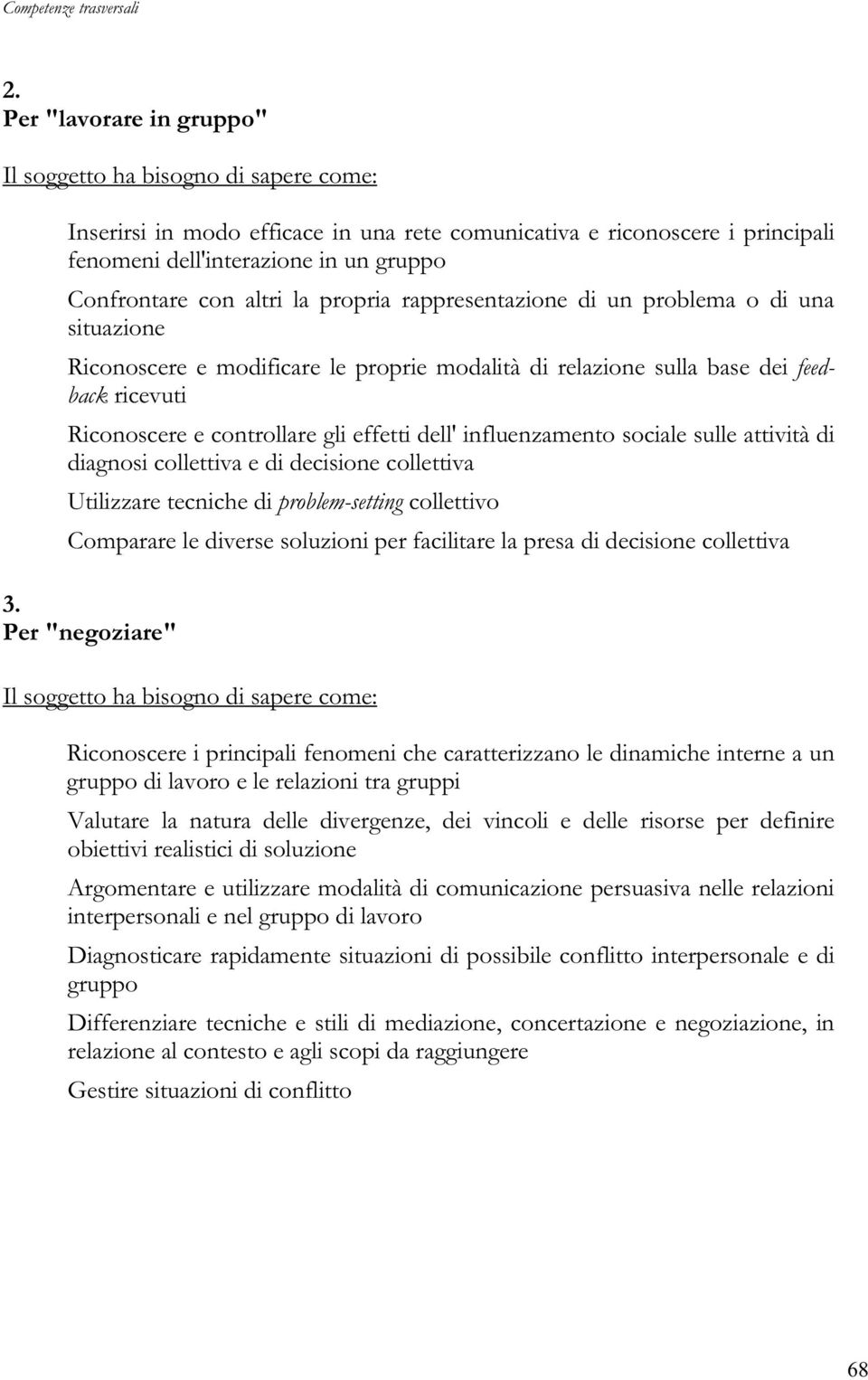 effetti dell' influenzamento sociale sulle attività di diagnosi collettiva e di decisione collettiva Utilizzare tecniche di problem-setting collettivo Comparare le diverse soluzioni per facilitare la