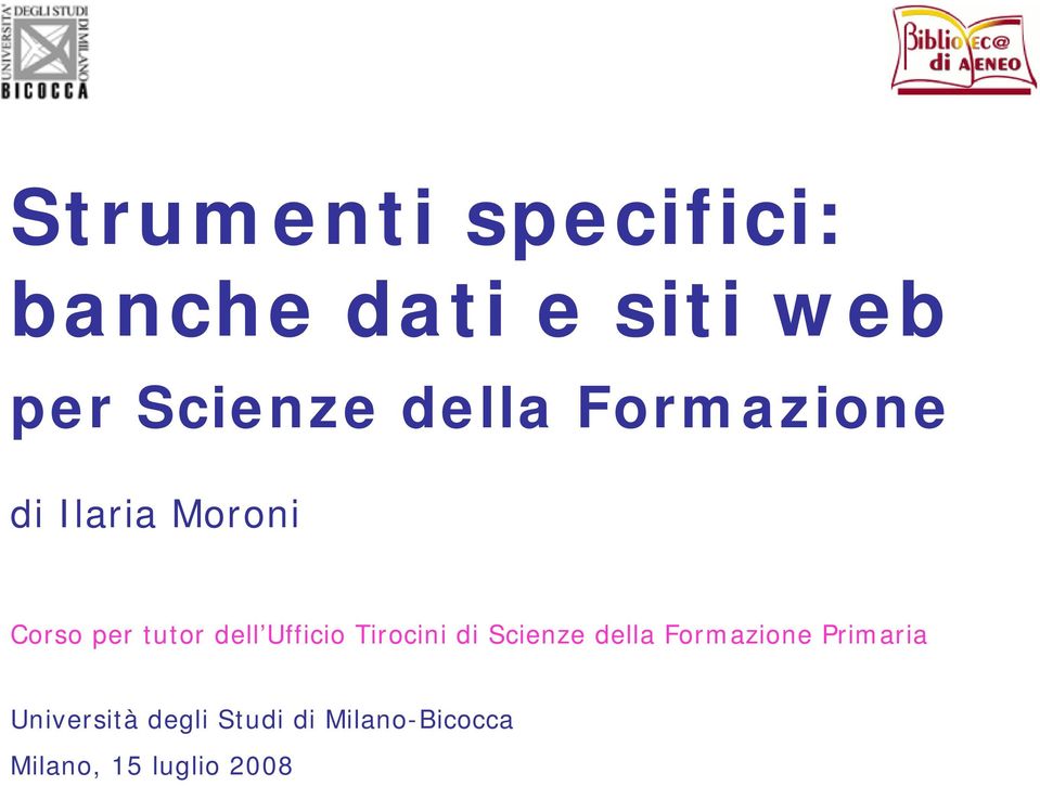 Ufficio Tirocini di Scienze della Formazione