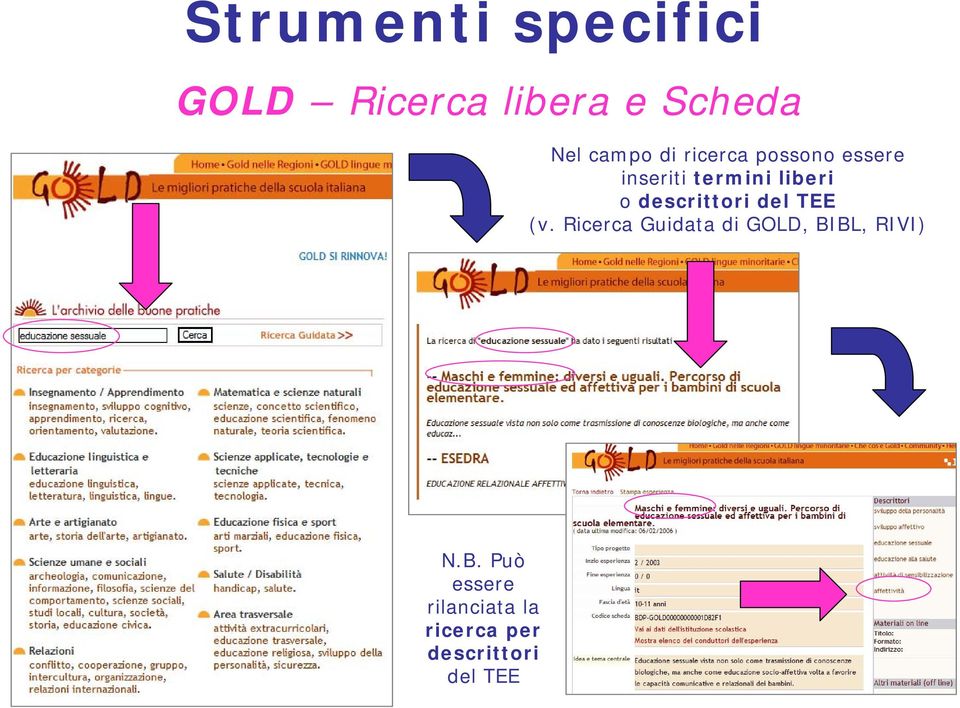 del TEE (v. Ricerca Guidata di GOLD, BI