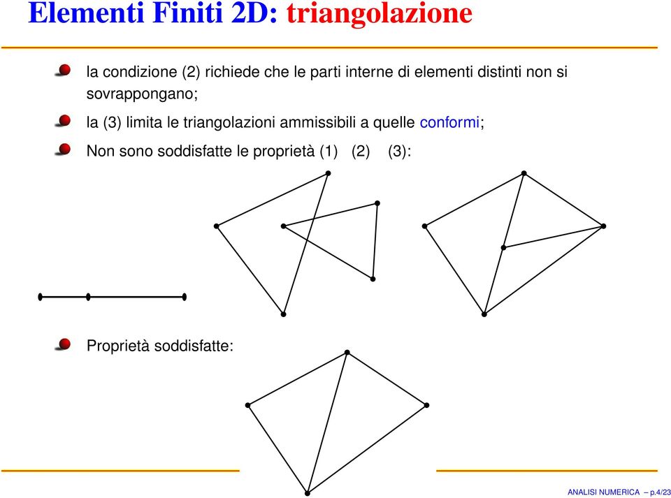 le triangolazioni ammissibili a quelle conformi; Non sono soddisfatte