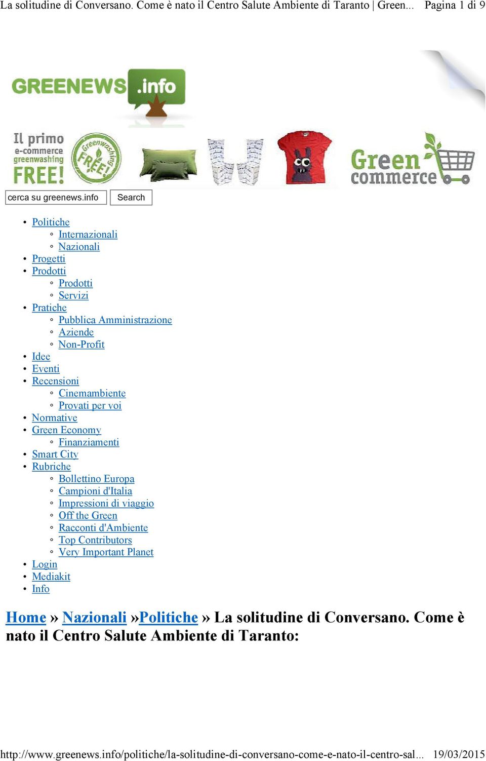 Non-Profit Idee Eventi Recensioni Cinemambiente Provati per voi Normative Green Economy Finanziamenti Smart City Rubriche Bollettino