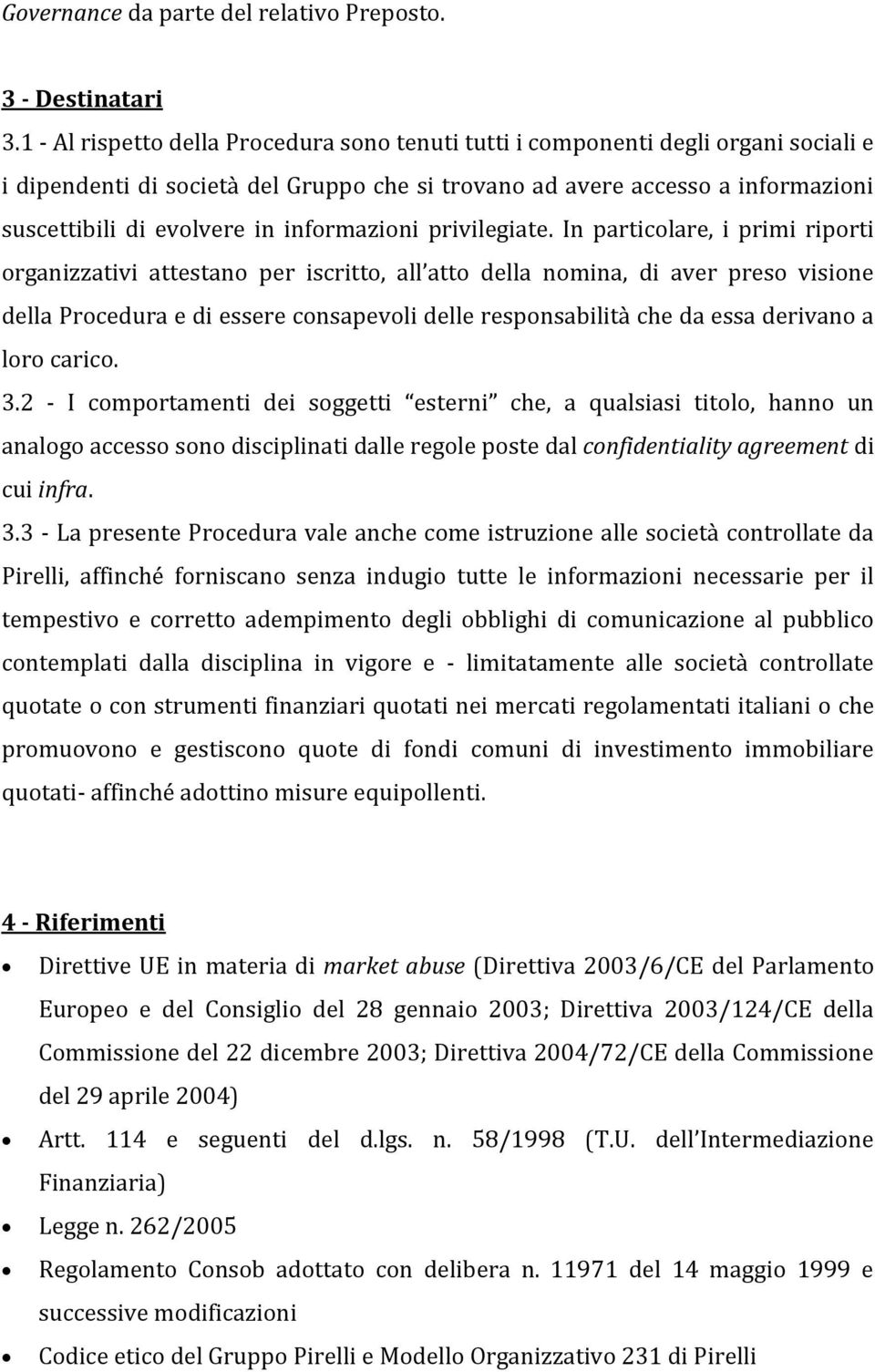 informazioni privilegiate.