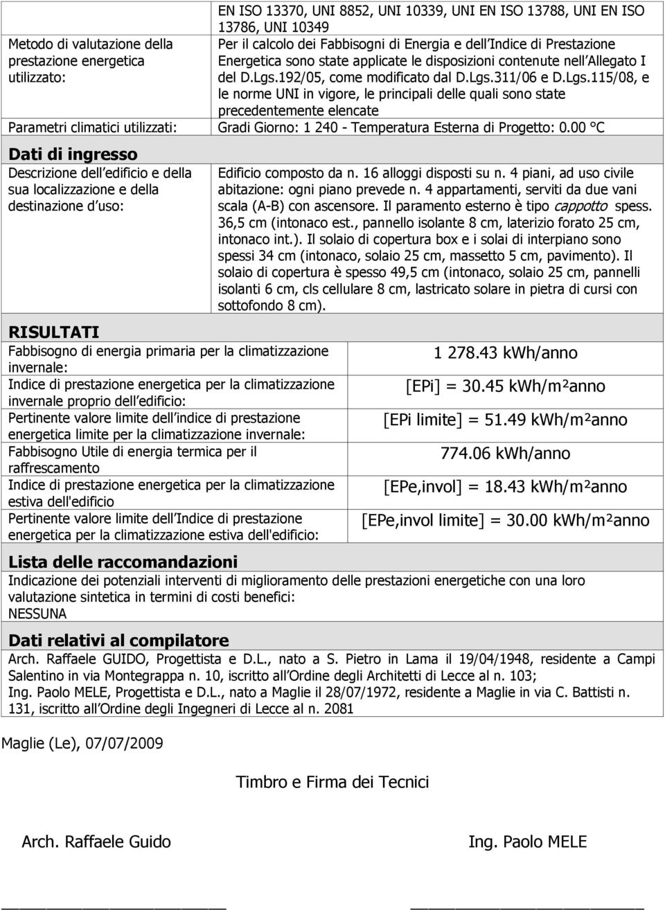 192/05, come modificato dal D.Lgs.