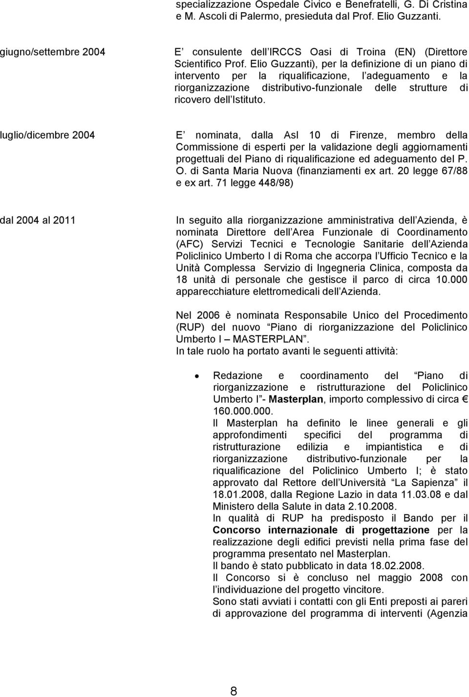 Elio Guzzanti), per la definizione di un piano di intervento per la riqualificazione, l adeguamento e la riorganizzazione distributivo-funzionale delle strutture di ricovero dell Istituto.