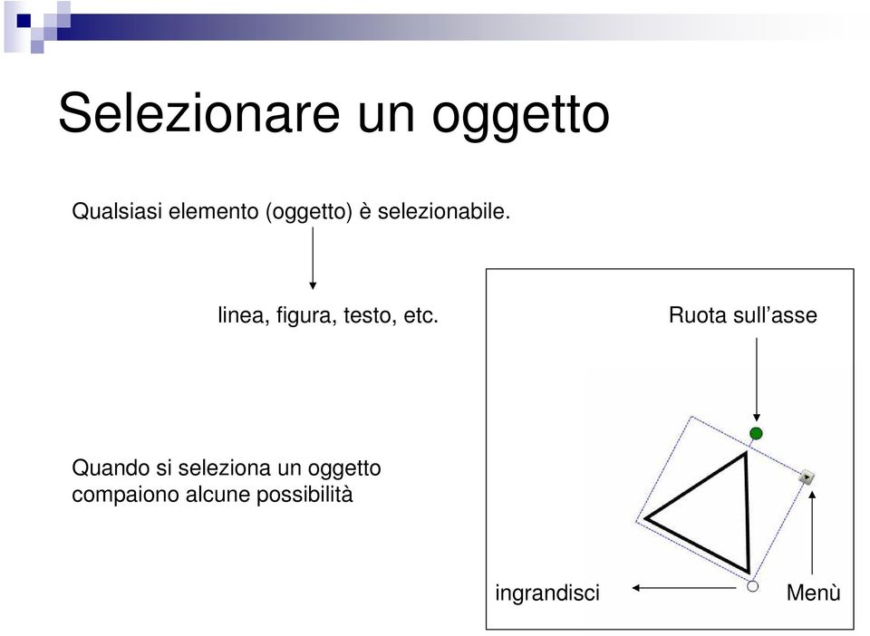 linea, figura, testo, etc.