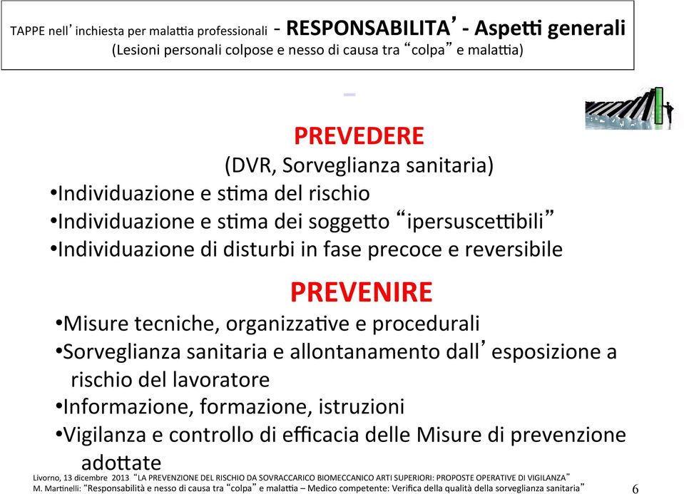 Individuazione di disturbi in fase precoce e reversibile PREVENIRE Misure tecniche, organizzahve e procedurali Sorveglianza sanitaria e