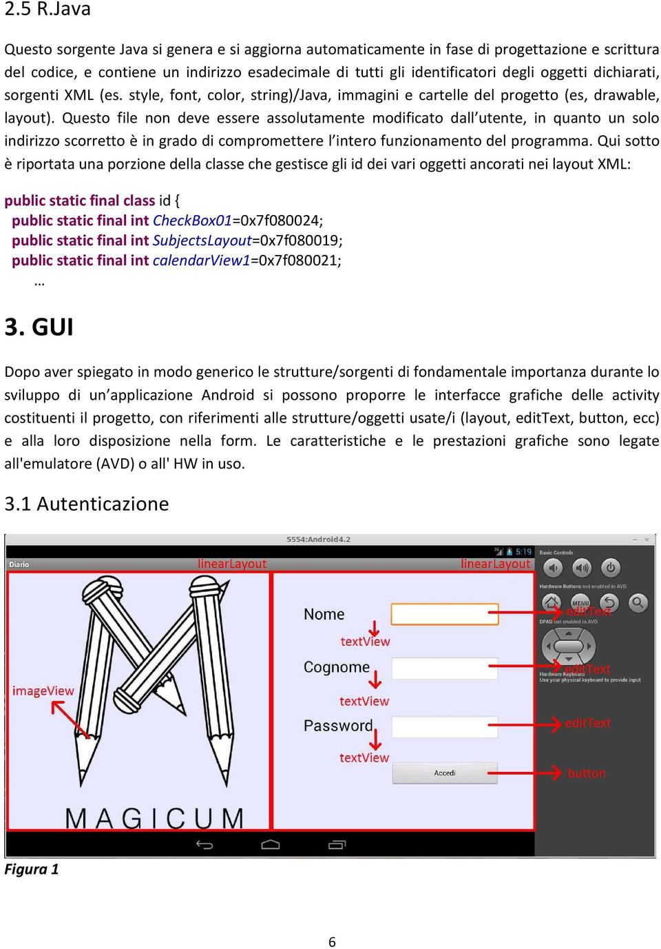 dichiarati, sorgenti XML (es. style, font, color, string)/java, immagini e cartelle del progetto (es, drawable, layout).