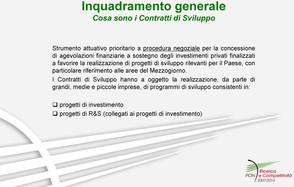 particolare riferimento alle aree del Mezzogiorno.