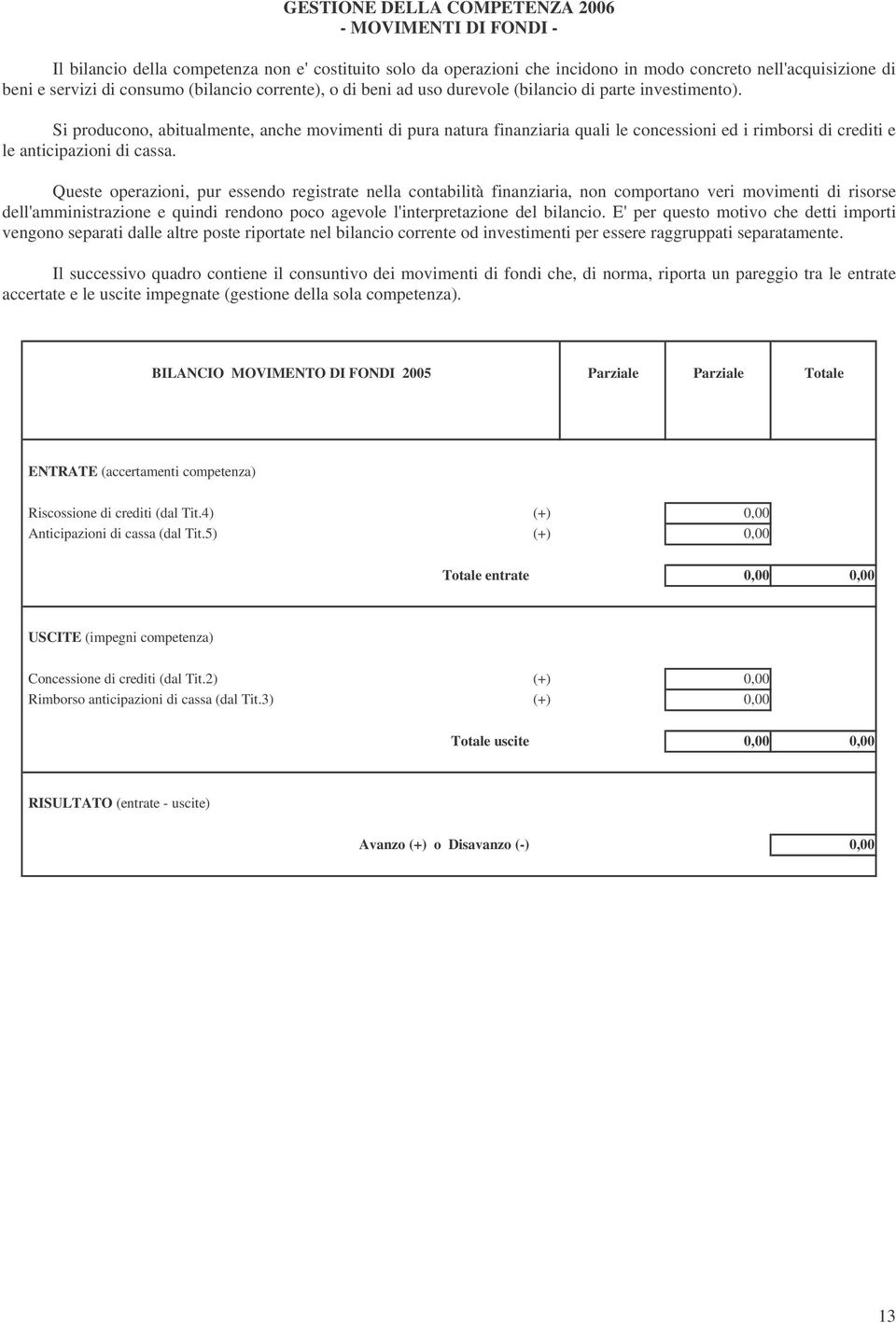 Si producono, abitualmente, anche movimenti di pura natura finanziaria quali le concessioni ed i rimborsi di crediti e le anticipazioni di cassa.