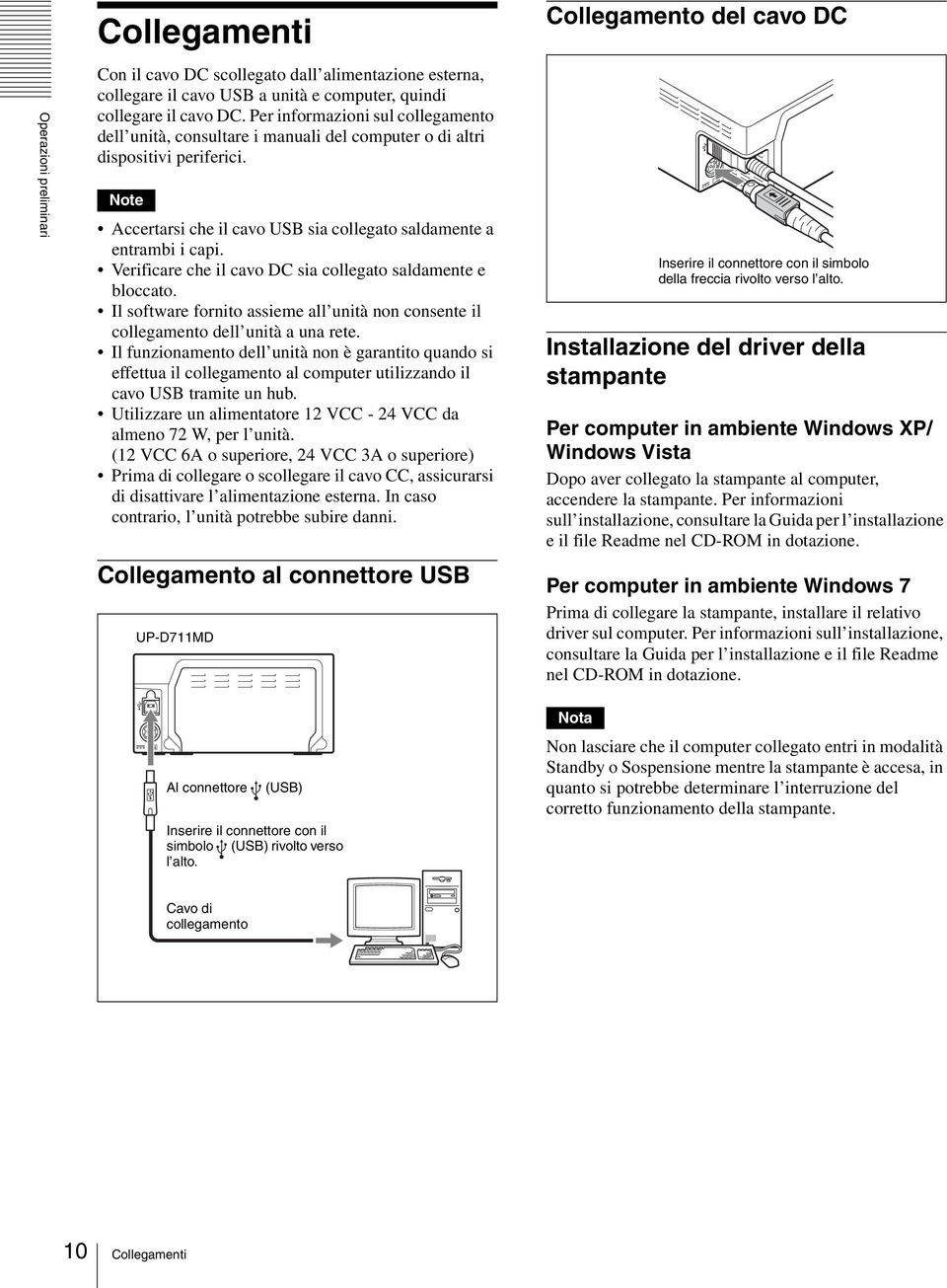 Verificare che il cavo DC sia collegato saldamente e bloccato. Il software fornito assieme all unità non consente il collegamento dell unità a una rete.