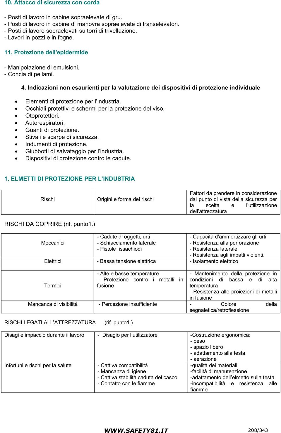 Indicazioni non esaurienti per la valutazione dei dispositivi di protezione individuale Elementi di protezione per l industria. Occhiali protettivi e schermi per la protezione del viso. Otoprotettori.