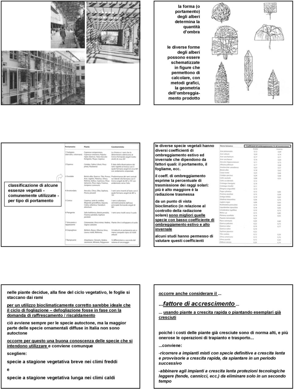 estivo ed invernale che dipendono da fattori quali: il portamento, il fogliame, ecc. il coeff.