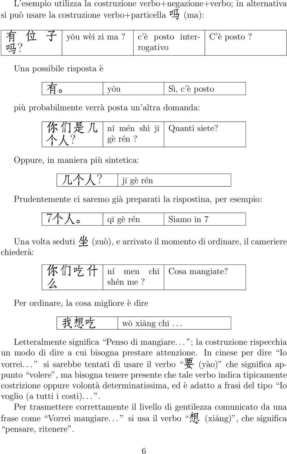 jī gè rén Quanti siete? C è posto?