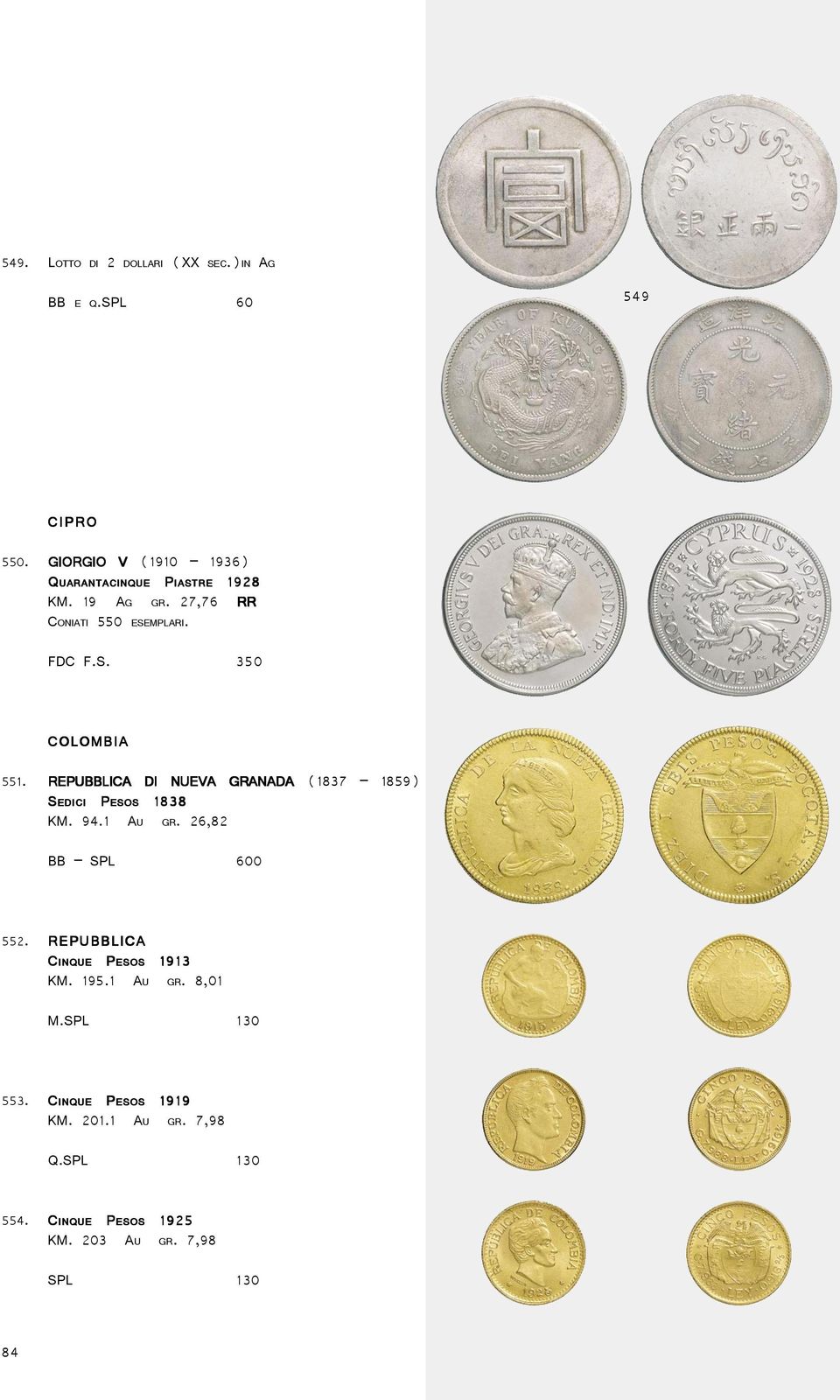 REPUBBLICA DI NUEVA GRANADA (1837 1859) SEDICI PESOS 1838 KM. 94.1 AU GR. 26,82 BB SPL 600 552.