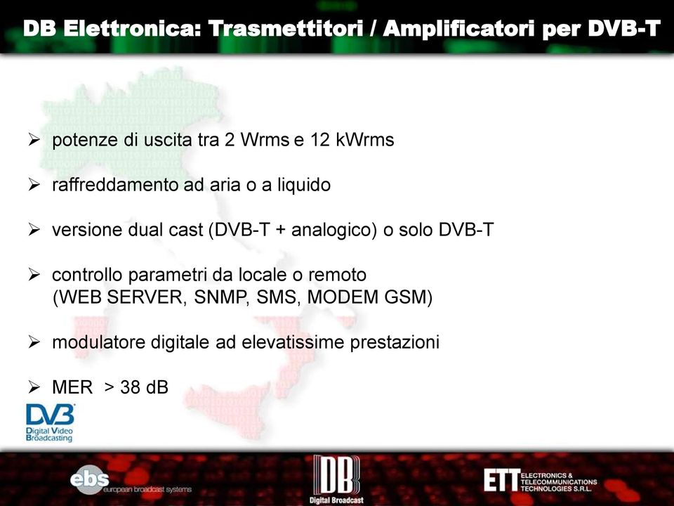 + analogico) o solo DVB-T controllo parametri da locale o remoto (WEB SERVER,