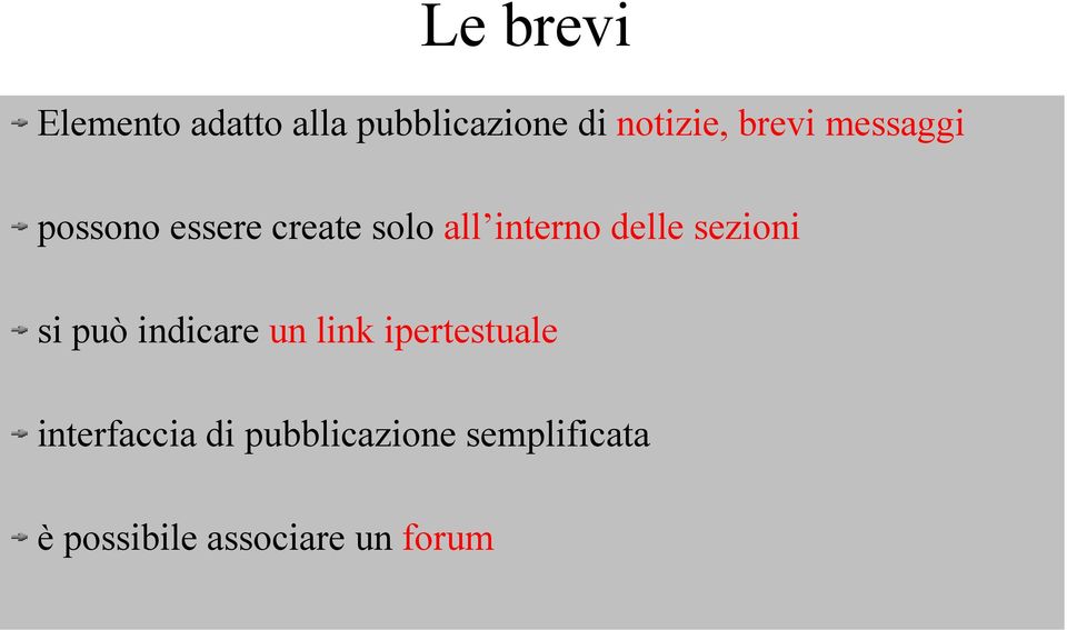 delle sezioni si può indicare un link ipertestuale