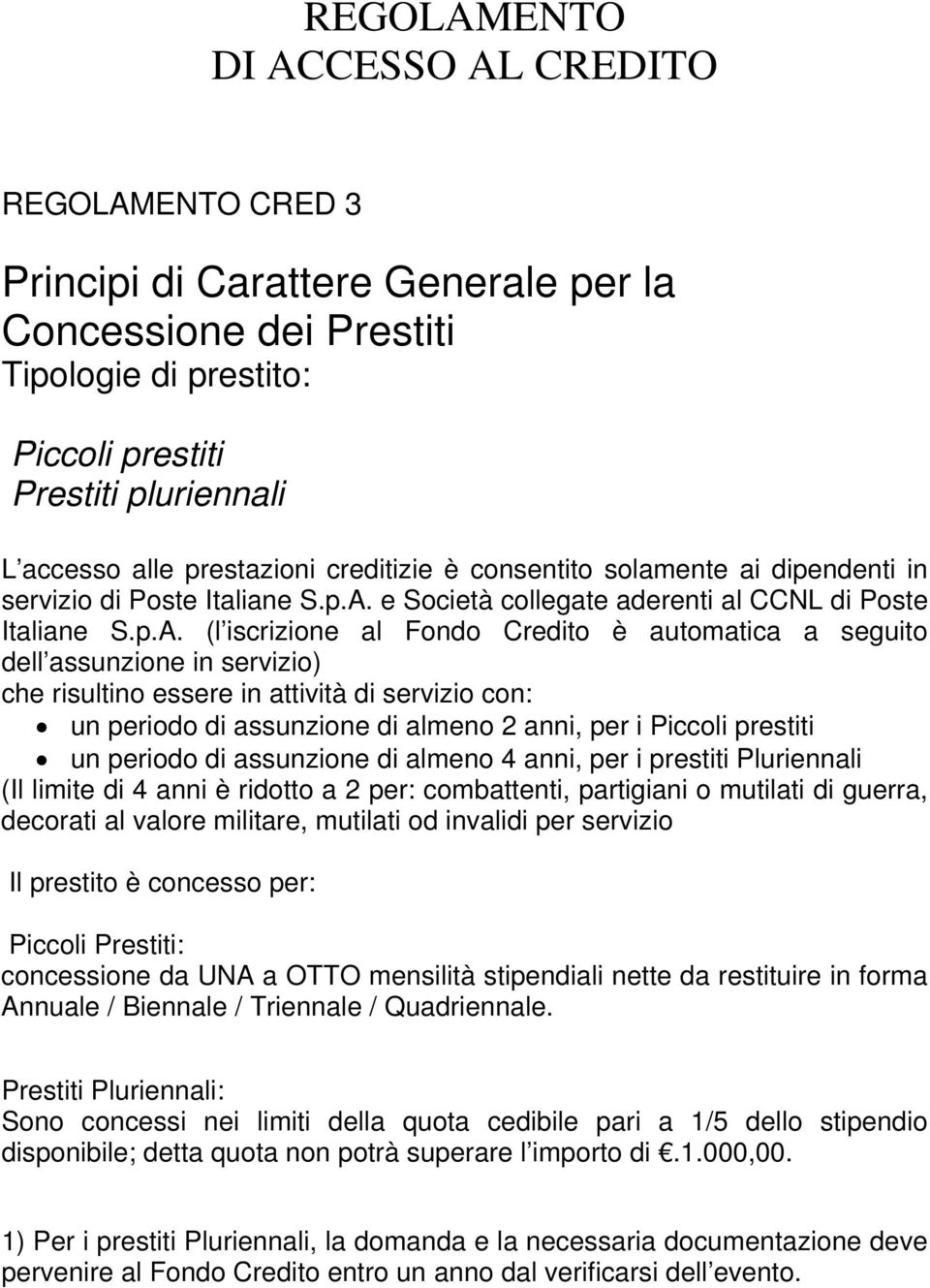 e Società collegate aderenti al CCNL di Poste Italiane S.p.A.