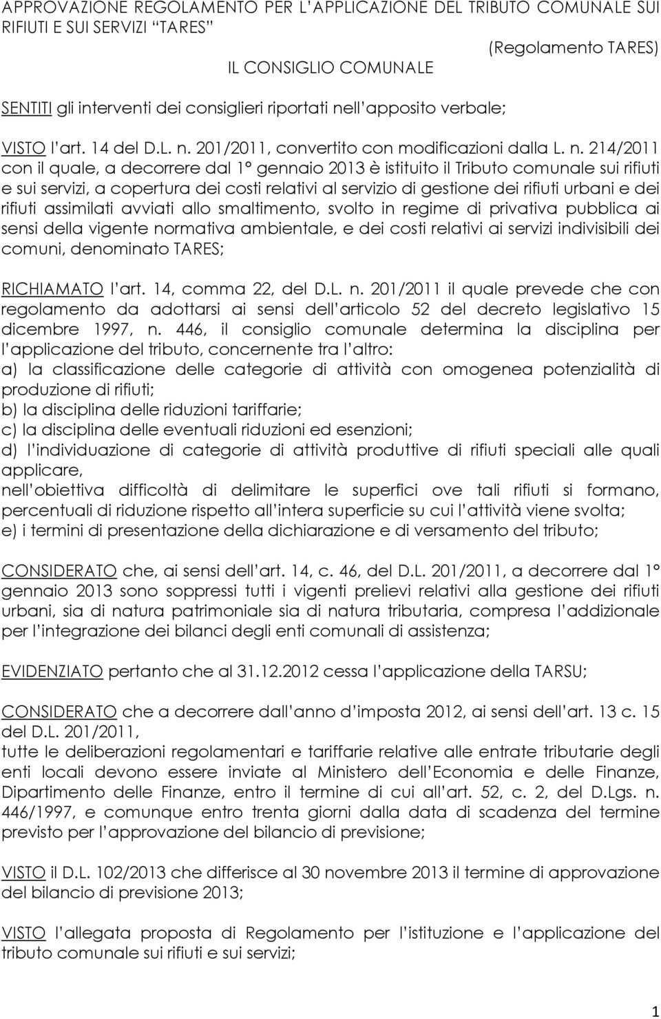 201/2011, convertito con modificazioni dalla L. n.