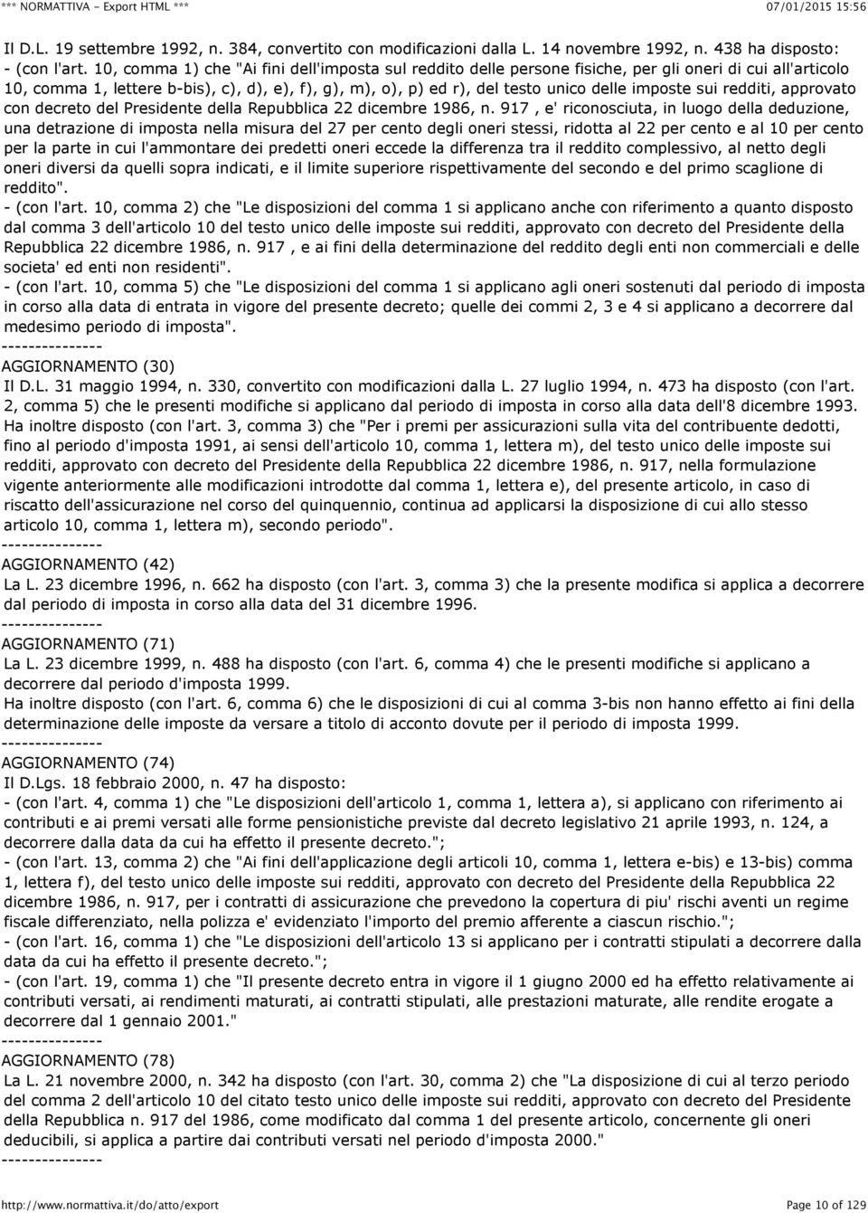 imposte sui redditi, approvato con decreto del Presidente della Repubblica 22 dicembre 1986, n.