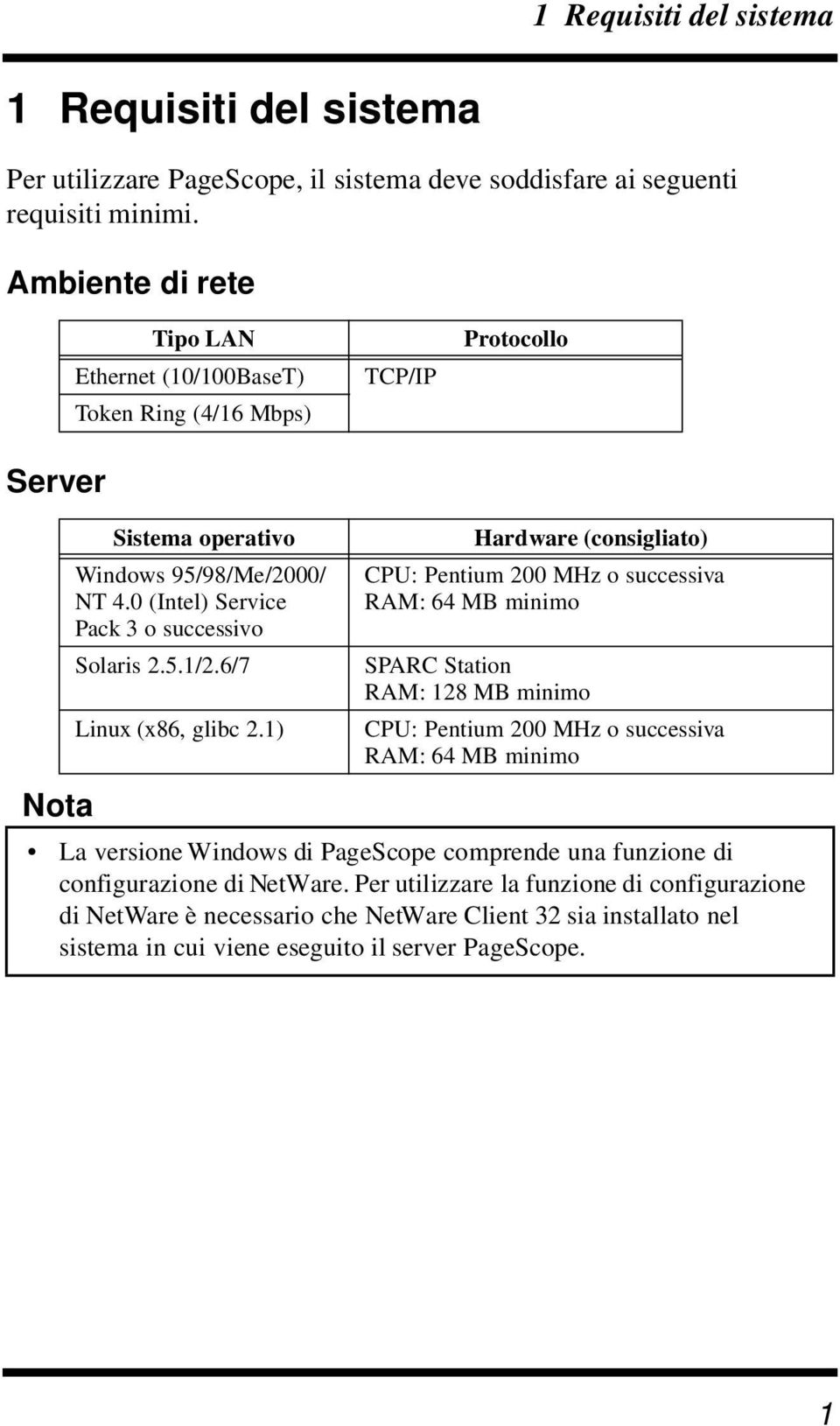 0 (Intel) Service Pack 3 o successivo Solaris 2.5.1/2.6/7 Linux (x86, glibc 2.