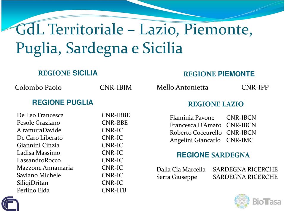 SiliqiDritan Perlino Elda CNR IBBE CNR BBE CNR IC CNR IC CNR IC CNR IC CNR IC CNR IC CNR IC CNR IC CNR ITB REGIONE LAZIO Flaminia Pavone CNR IBCN