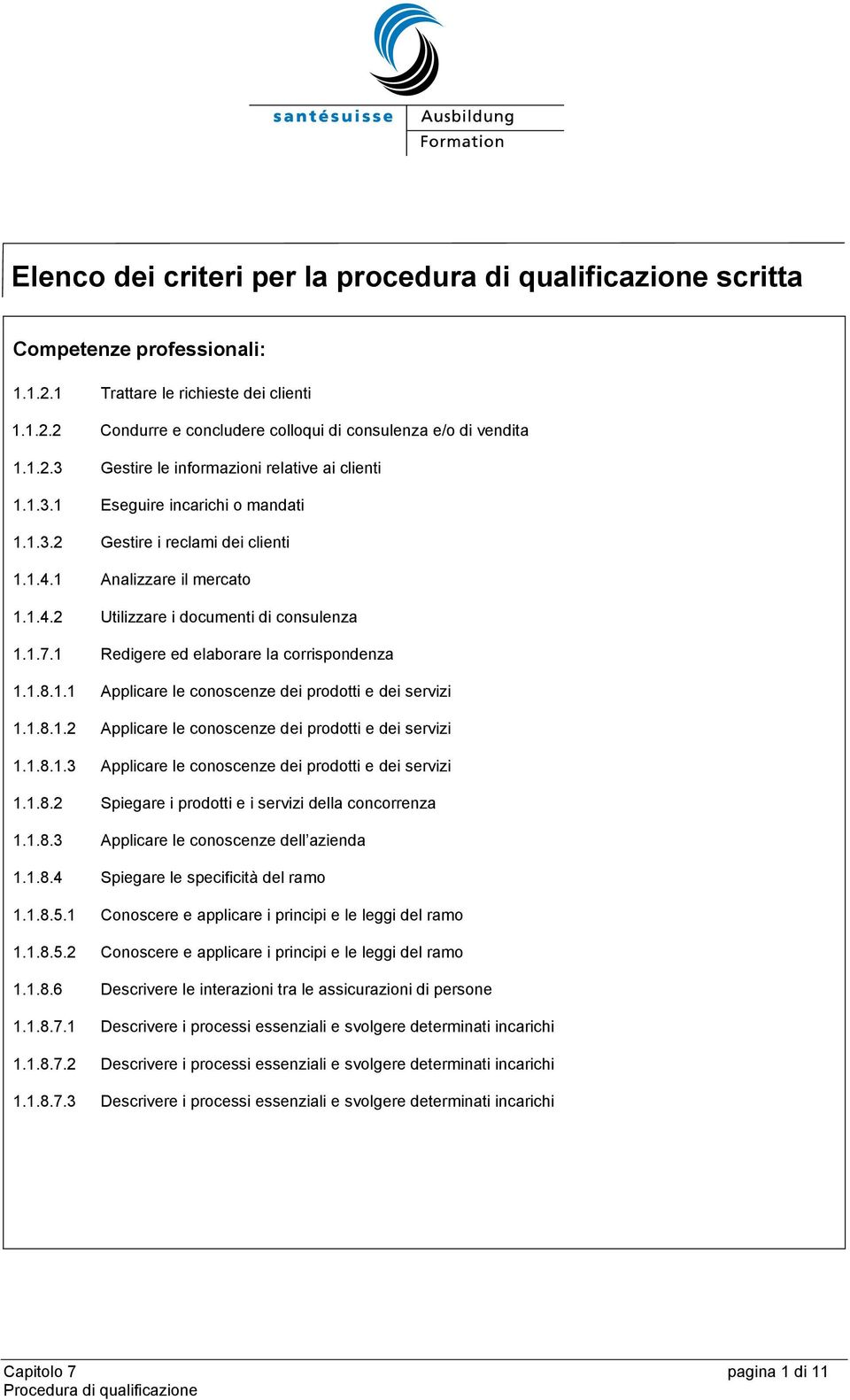 1.7.1 Redigere ed elaborare la corrispondenza 1.1.8.1.1 Applicare le conoscenze dei prodotti e dei servizi 1.1.8.1.2 Applicare le conoscenze dei prodotti e dei servizi 1.1.8.1.3 Applicare le conoscenze dei prodotti e dei servizi 1.