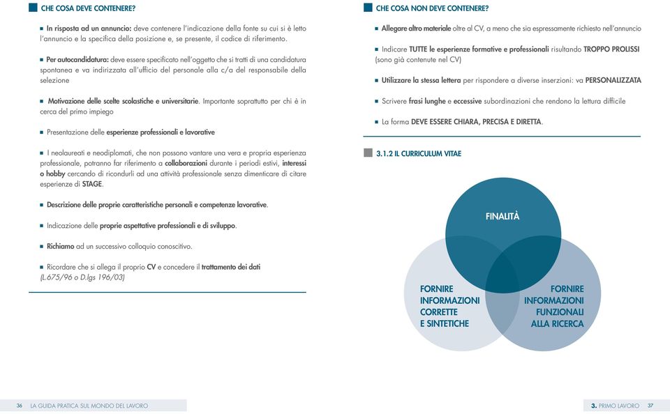 delle scelte scolastiche e universitarie. Importante soprattutto per chi è in cerca del primo impiego Presentazione delle esperienze professionali e lavorative CHE COSA NON DEVE CONTENERE?