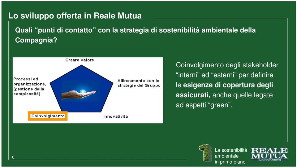 Coinvolgimento degli stakeholder interni ed esterni per