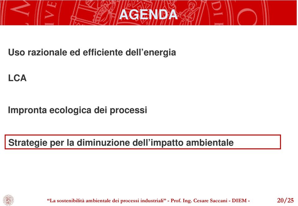 diminuzione dell impatto ambientale La sostenibilità