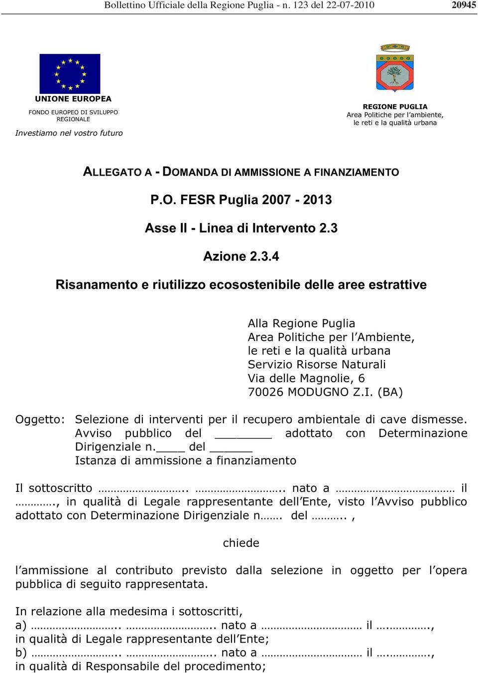 Asse II - Linea di Intervento 2.3 