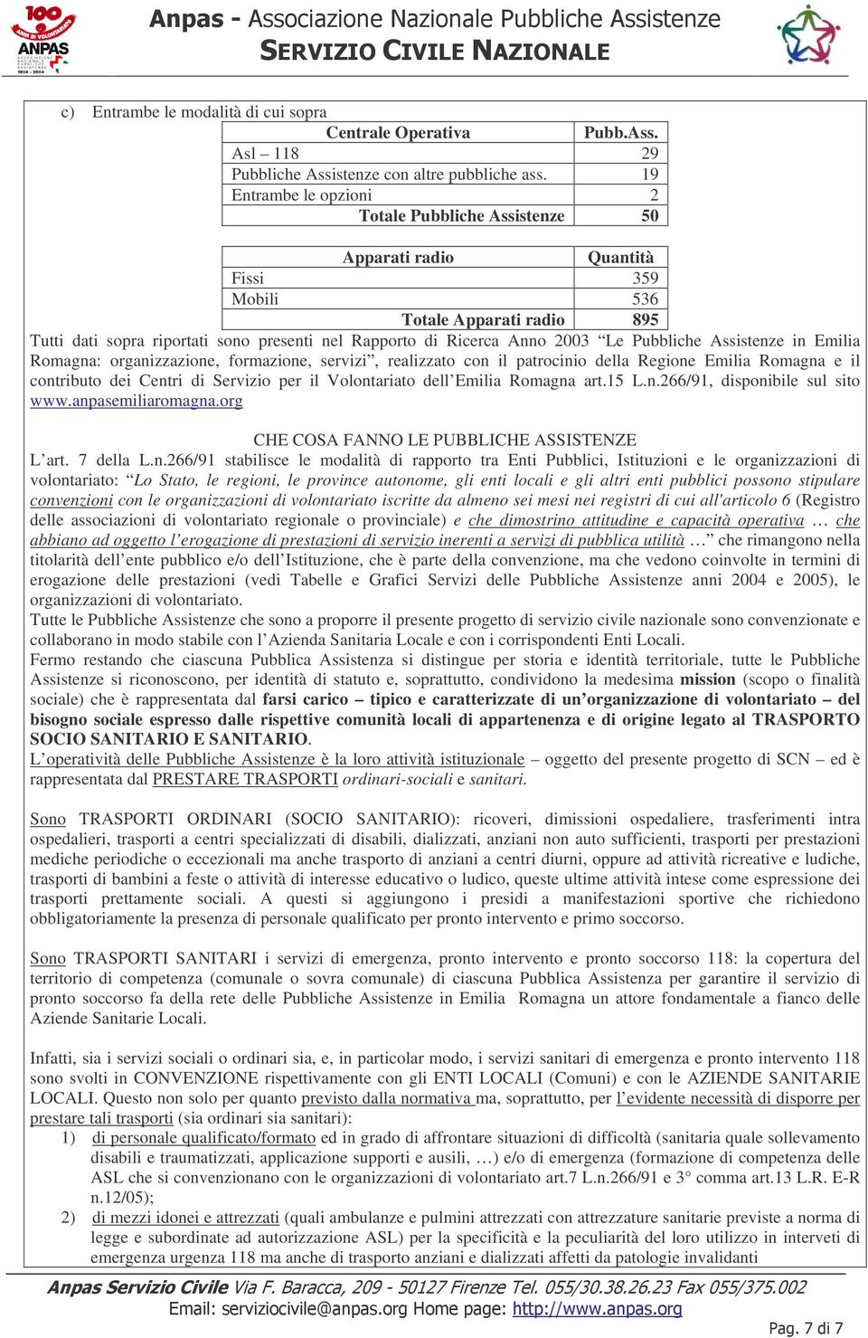 2003 Le Pubbliche Assistenze in Emilia Romagna: organizzazione, formazione, servizi, realizzato con il patrocinio della Regione Emilia Romagna e il contributo dei Centri di Servizio per il