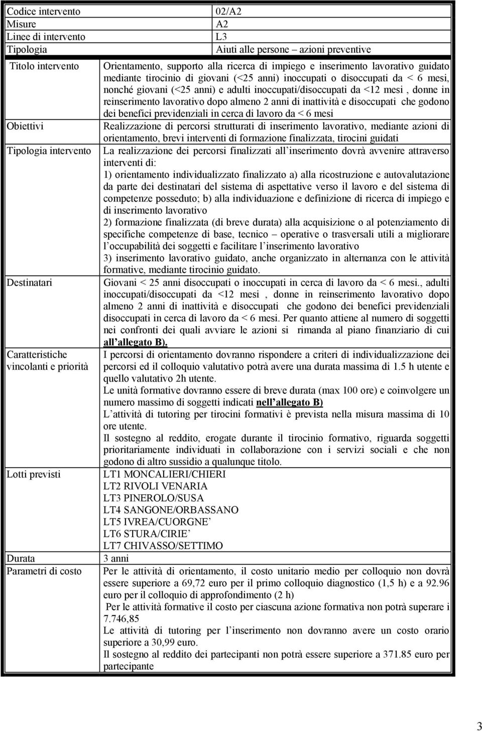 di percorsi strutturati di inserimento lavorativo, mediante azioni di orientamento, brevi interventi di formazione finalizzata, tirocini guidati intervento La realizzazione dei percorsi finalizzati