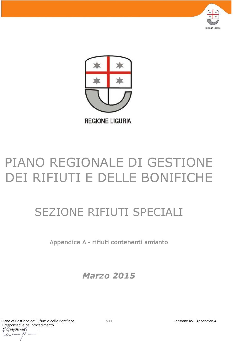 rifiuti contenenti amianto Marzo 2015 Piano di