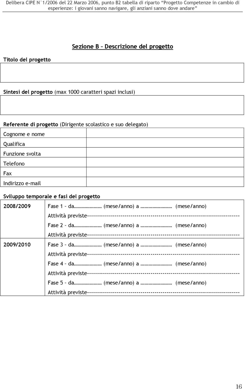 previste----------------------------------------------------------------------------- Fase 2 da (mese/anno) a (mese/anno) Attività