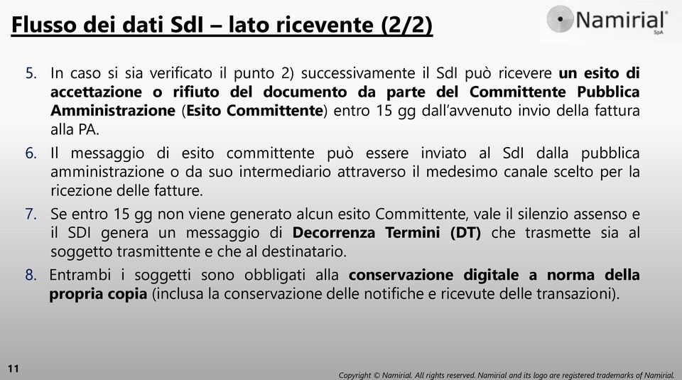 15 gg dall avvenuto invio della fattura alla PA. 6.