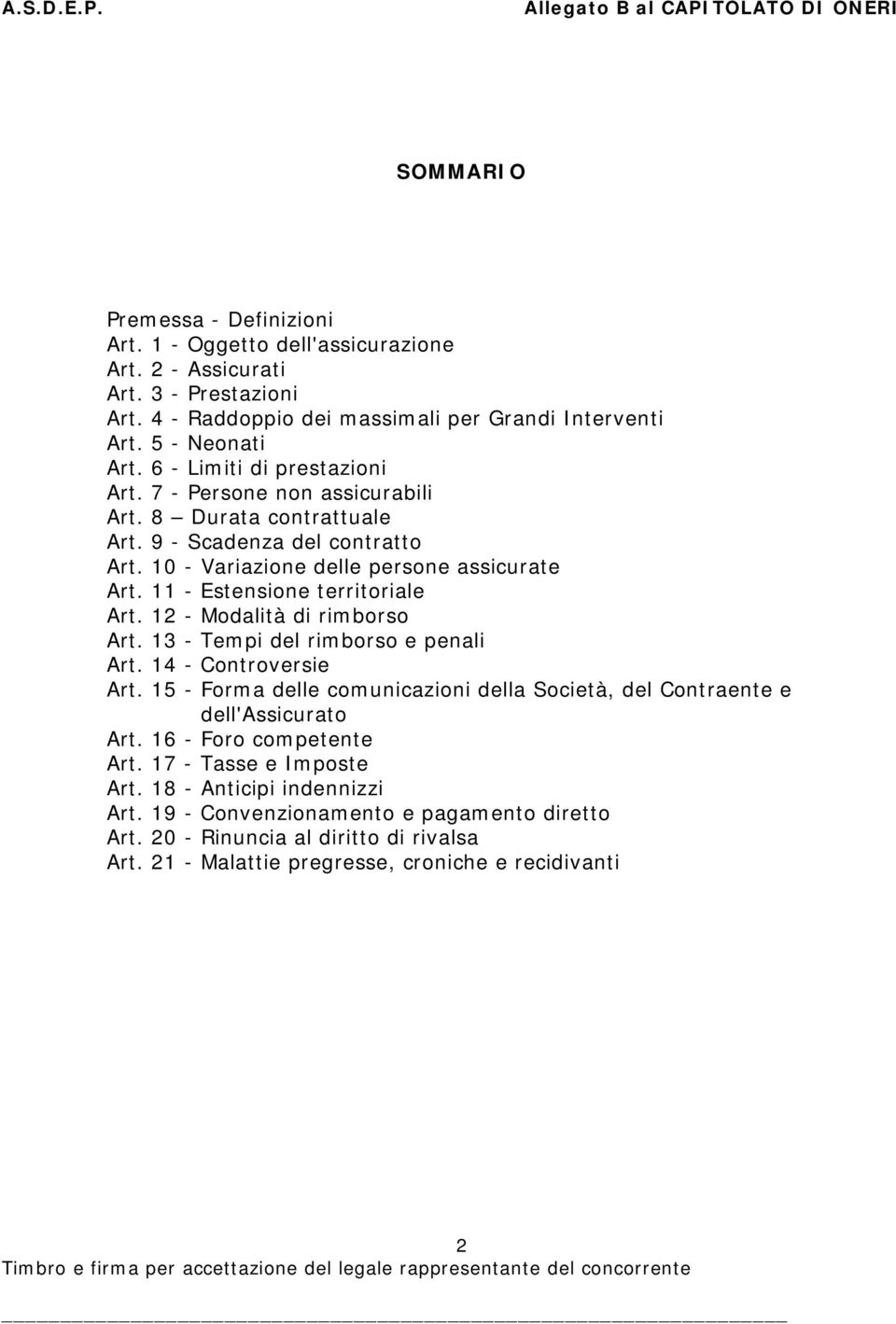 11 - Estensione territoriale Art. 12 - Modalità di rimborso Art. 13 - Tempi del rimborso e penali Art. 14 - Controversie Art.