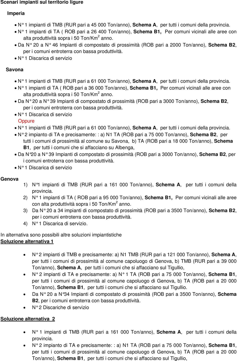 Da N 20 a N 46 Impianti di compostato di prossimità (ROB pari a 2000 Ton/anno), Schema B2, per i comuni entroterra con bassa produttività.