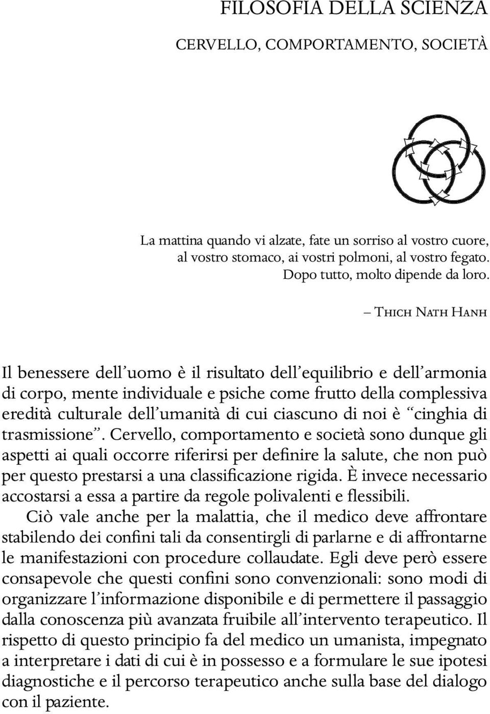 THICH NATH HANH Il benessere dell uomo è il risultato dell equilibrio e dell armonia di corpo, mente individuale e psiche come frutto della complessiva eredità culturale dell umanità di cui ciascuno