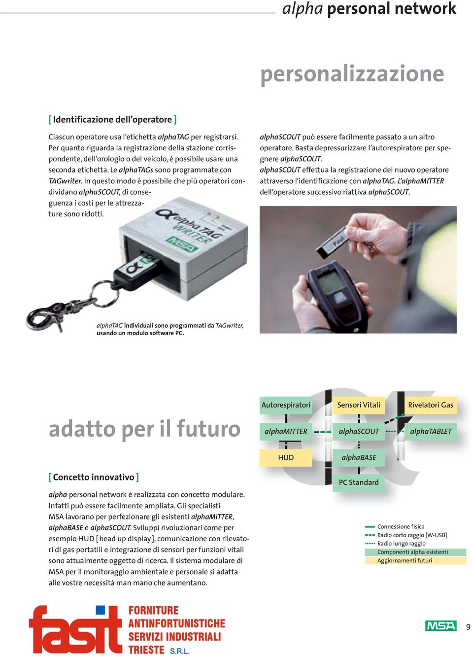 In questo modo è possibile che più operatori condividano alphascout, di conseguenza i costi per le attrezzature sono ridotti. alphascout può essere facilmente passato a un altro operatore.